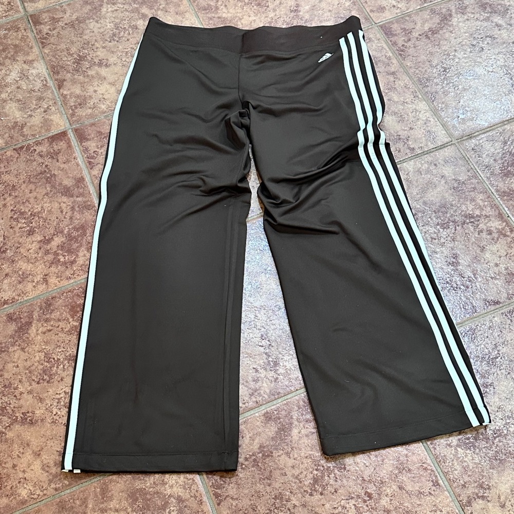 Adidas Vintage Wide Leg Workout Track Pants Womens XL Brown